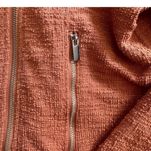 Nine West Women’s Burnt Orange Moto Jacket Textured.size Medium EUC - Picture 2 of 7